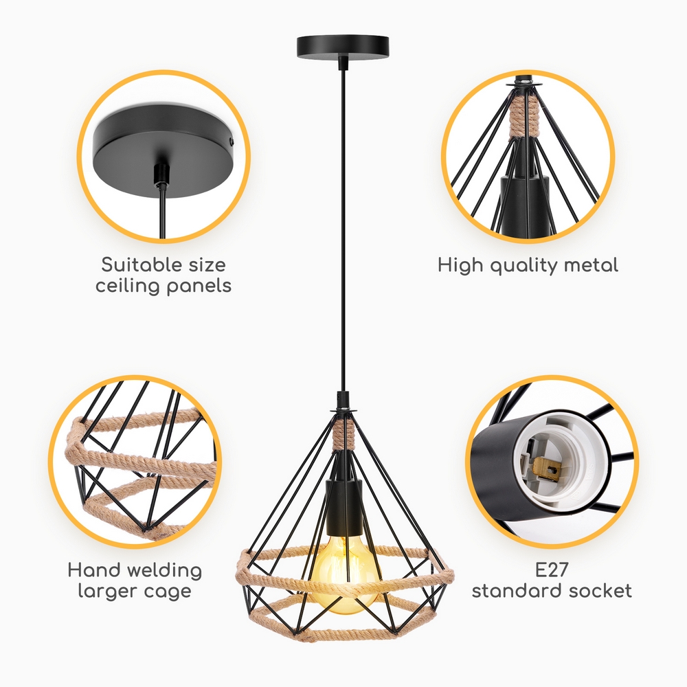 Lampadario da soffitto Sciva Canapa 1 x E27 Aigostar - Foto 4