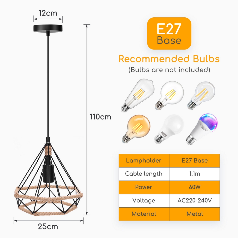 Lampadario da soffitto Sciva Canapa 1 x E27 Aigostar - Foto 5