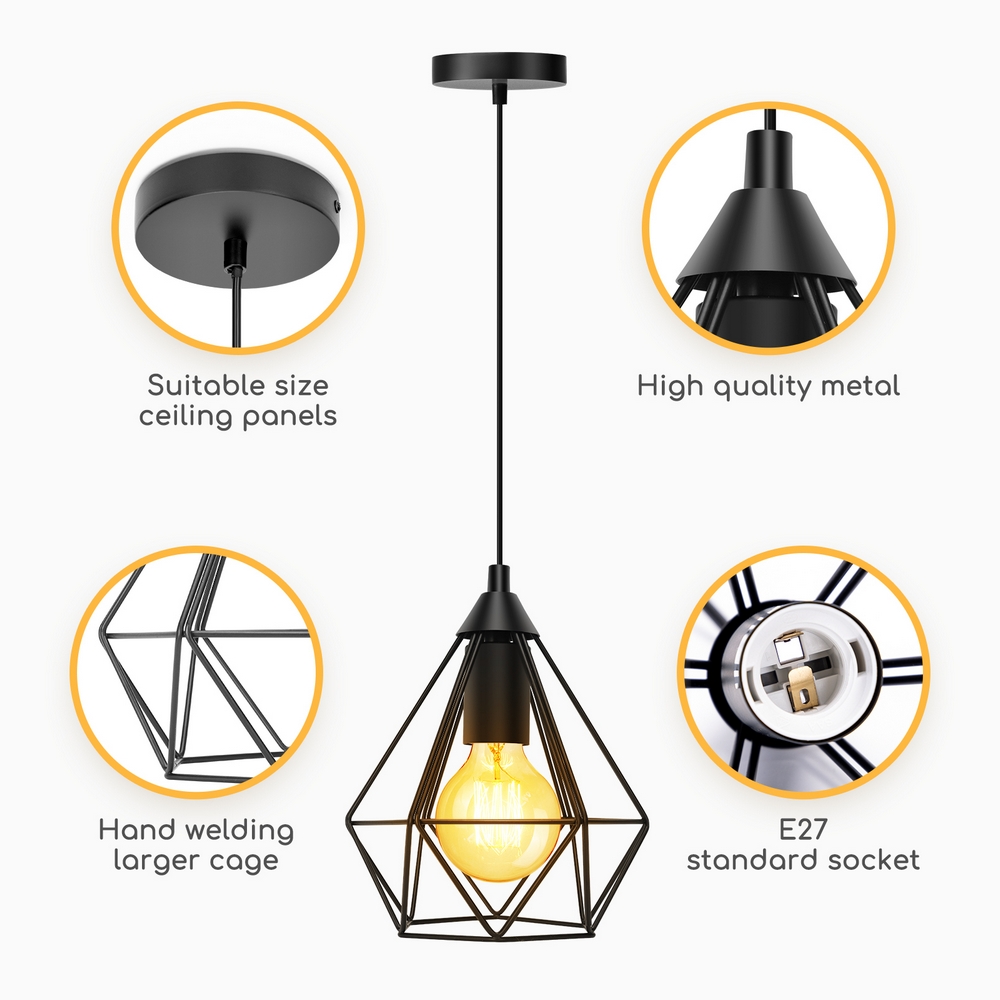 Lampadario da soffitto Sciva Nero 1 x E27 Aigostar - Foto 4