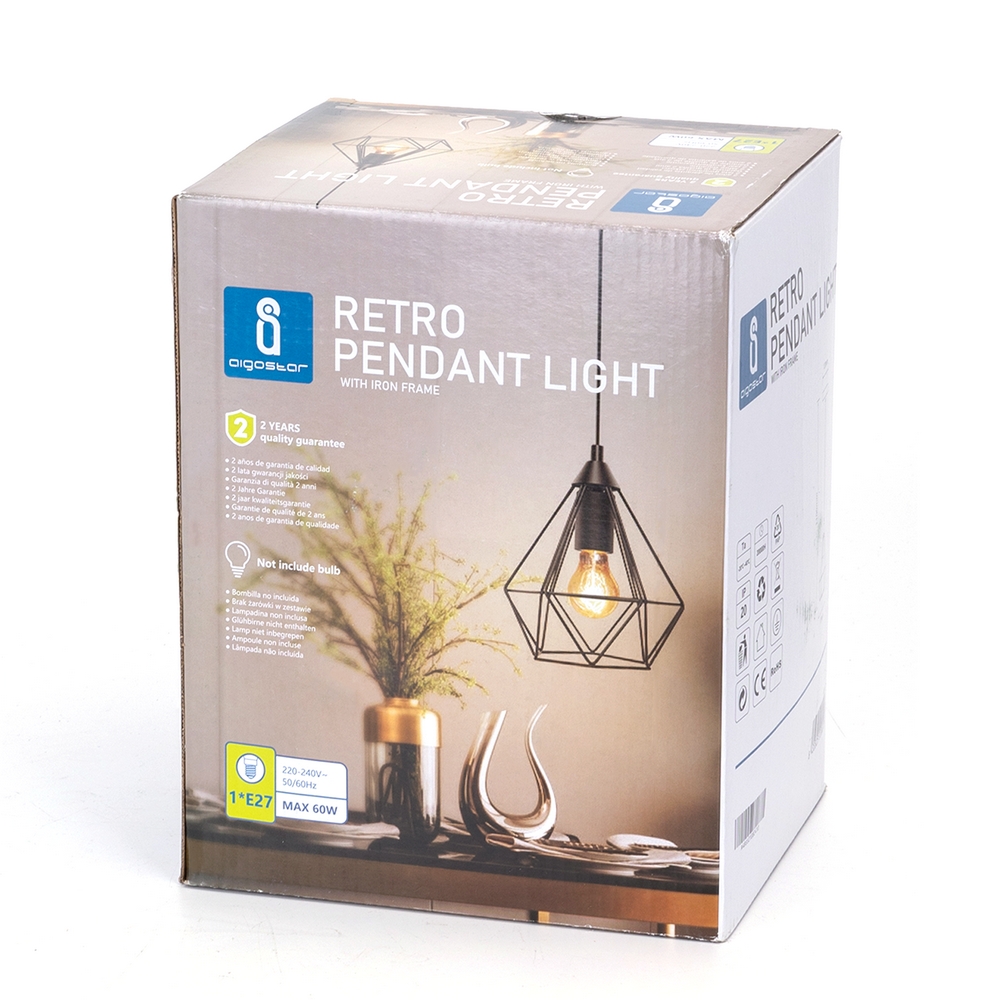 Lampadario da soffitto Sciva Nero 1 x E27 Aigostar - Foto 6
