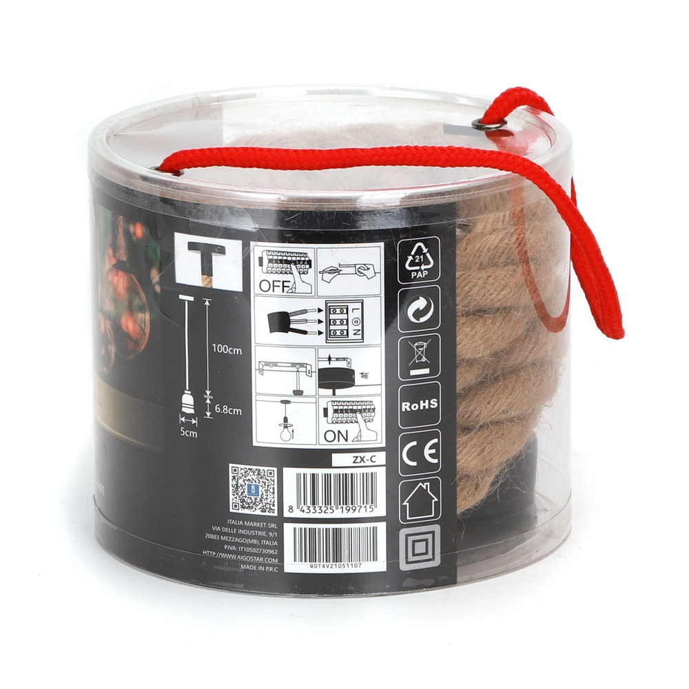 Lampadario da soffitto Single Rope Canapa 1 x E27 Aigostar - Foto 3