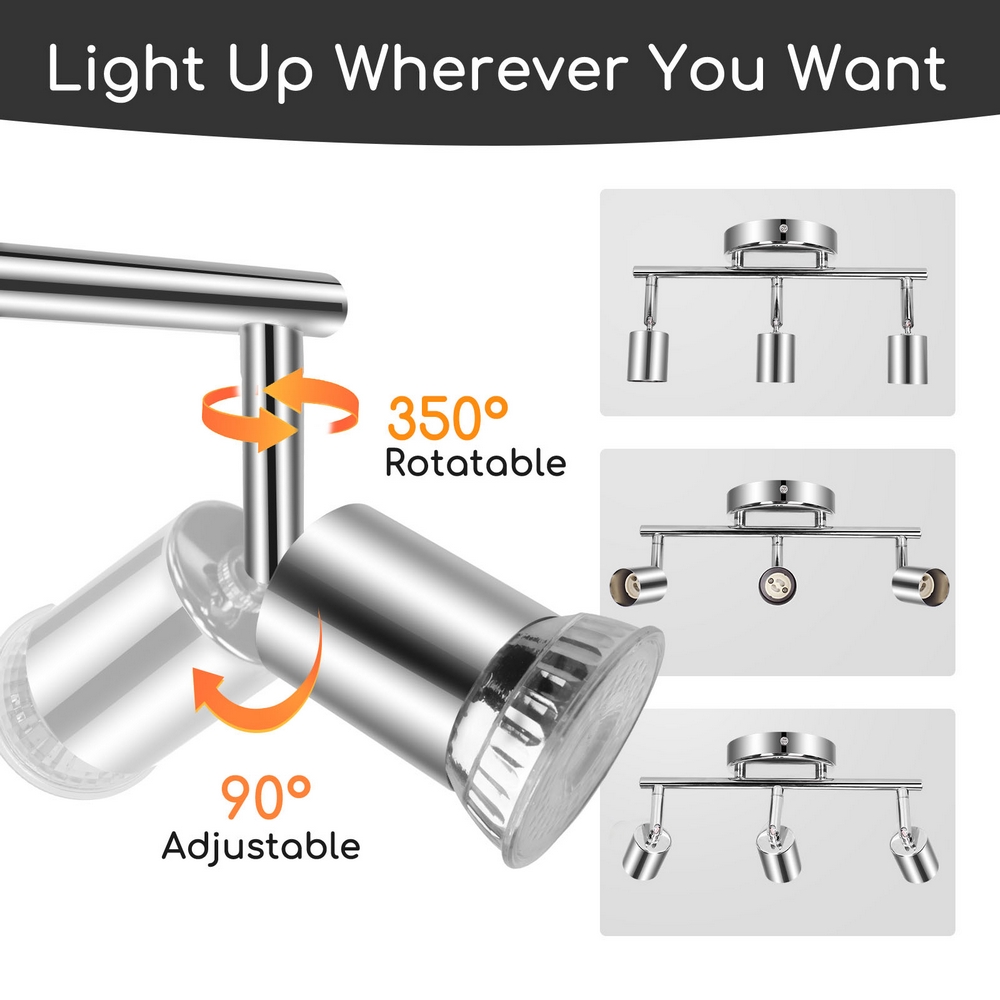 Lampadario da soffitto Triade Argento 3 x GU10 orientabili Aigostar - Foto 3