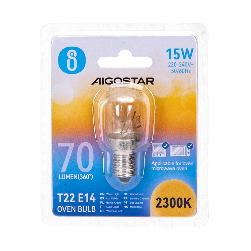 Lampadina da forno E14 T22 15W Bianco caldo 2850K Aigostar - Foto 1