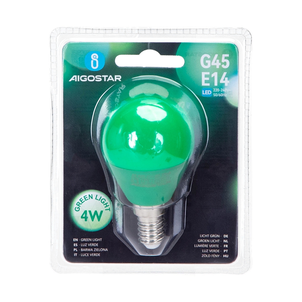 Lampadina Led E14 G45 a sfera 4W Verde Aigostar - Foto 1