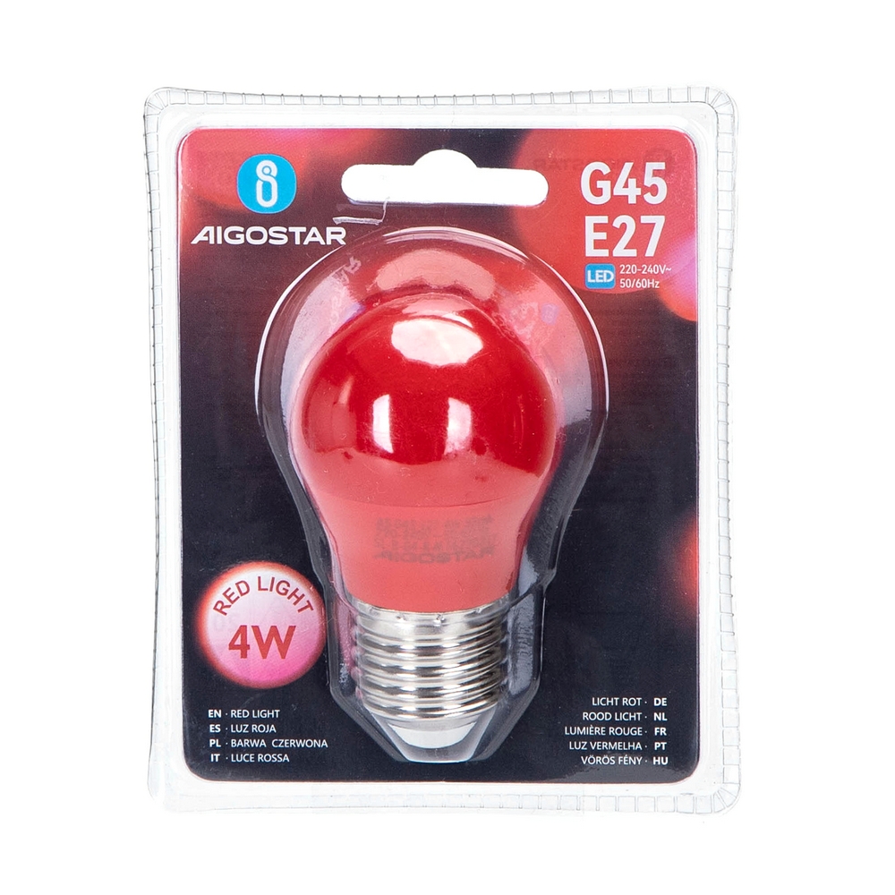 Lampadina Led E27 G45 a sfera 4W Rossa Aigostar - Foto 1
