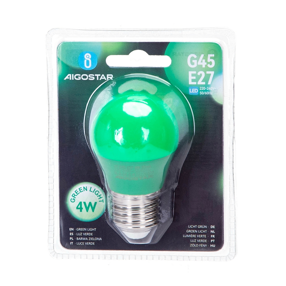 Lampadina Led E27 G45 a sfera 4W Verde Aigostar - Foto 1