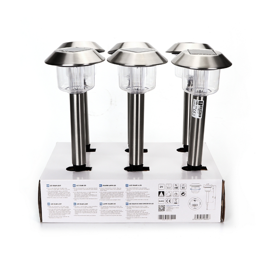 Lampioncino segnapassi Led Bshop 0,08W Argento con pannello solare IP44 Bianco freddo 6500K con sensore crepuscolare Aigostar - Foto 3