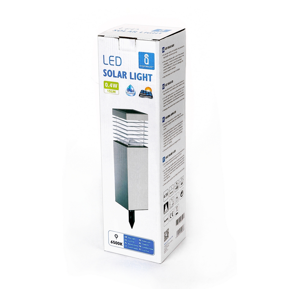 Lampioncino segnapassi Led Dwarf 0,4W Argento con pannello solare IP44 Bianco freddo 6500K con sensore crepuscolare Aigostar - Foto 2