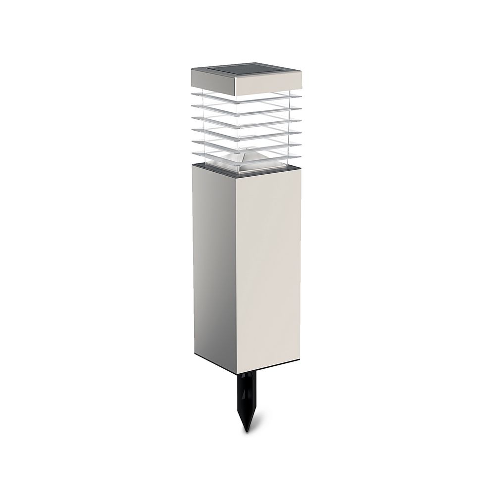 Foto principale Lampioncino segnapassi Led Dwarf 0,4W Argento con pannello solare IP44 Bianco freddo 6500K con sensore crepuscolare Aigostar