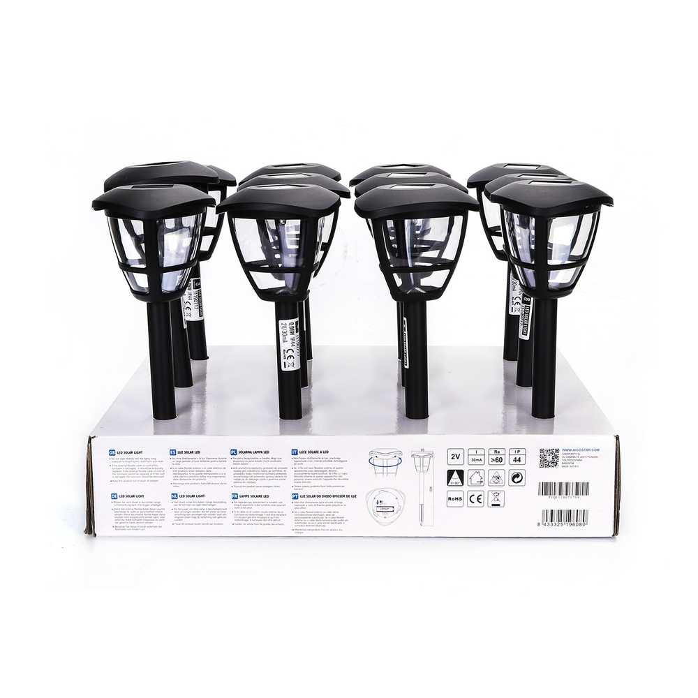 Lampioncino segnapassi Led Throll 0,06W Nero con pannello solare IP44 Bianco freddo 6500K con sensore crepuscolare Aigostar - Foto 3