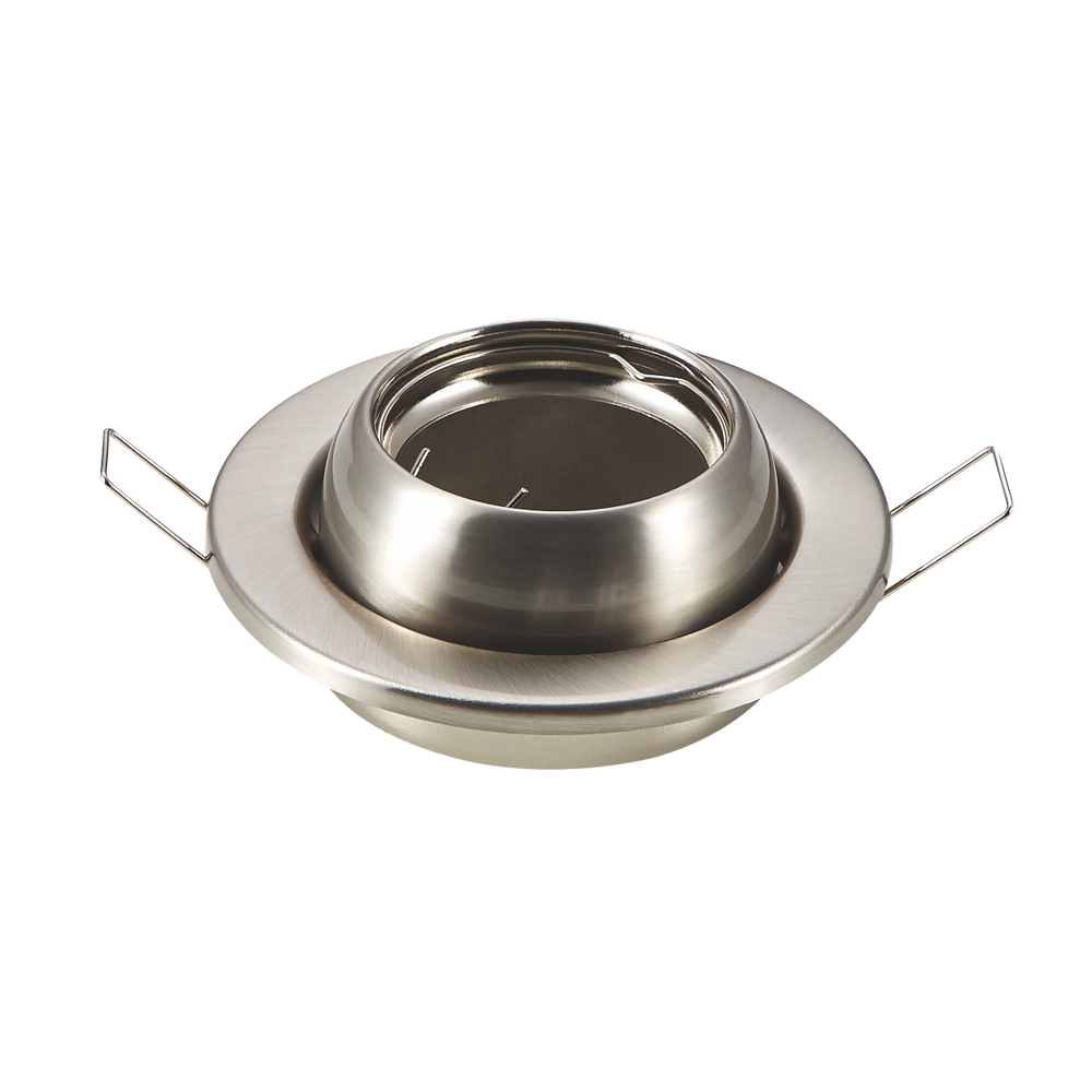 Foto principale Portafaretto orientabile GU10 / MR16 a sfera da incasso 100mm Nickel satinato Rotondo Aigostar