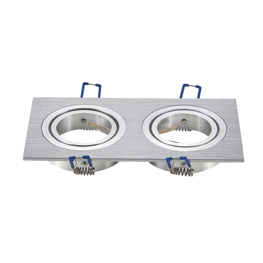 Foto principale Portafaretto orientabile GU10 / MR16 da incasso 173x91mm Argento Rettangolare 2 posti Aigostar