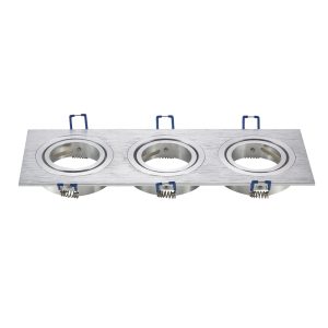 Foto principale Portafaretto orientabile GU10 / MR16 da incasso 255x91mm Argento Rettangolare 3 posti Aigostar