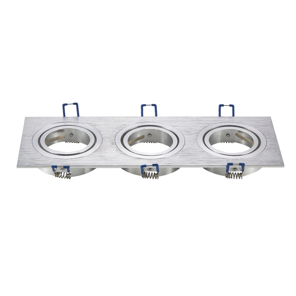 Foto principale Portafaretto orientabile GU10 / MR16 da incasso 255x91mm Argento Rettangolare 3 posti Aigostar