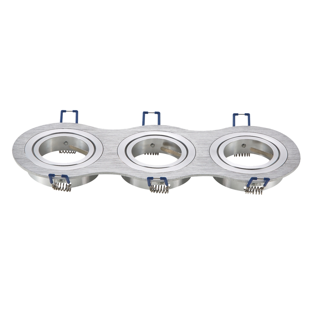 Foto principale Portafaretto orientabile GU10 / MR16 da incasso 255x91mm Argento Rotondo 3 posti Aigostar