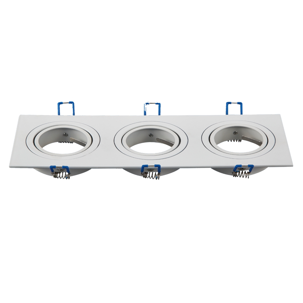 Foto principale Portafaretto orientabile GU10 / MR16 da incasso 255x91mm Bianco Rettangolare 3 posti Aigostar
