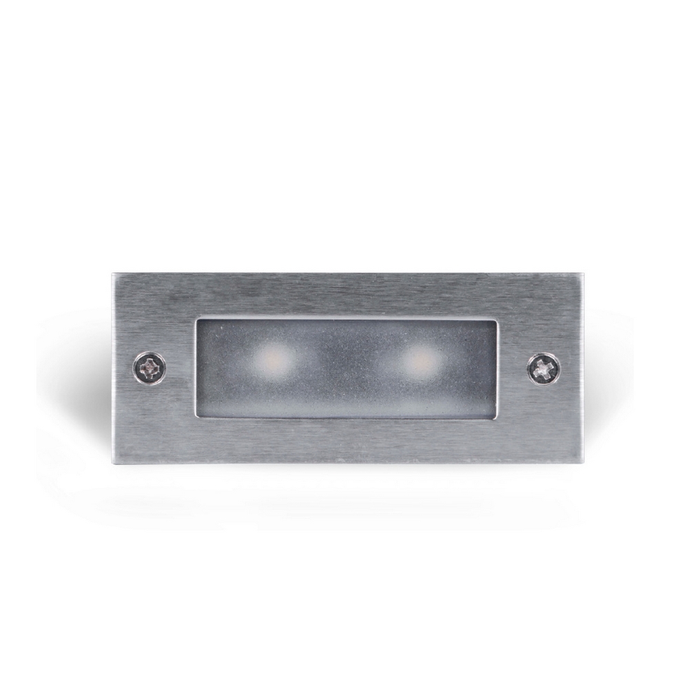 Segnapasso Led Argento 2W da incasso a parete Rettangolare IP65 Bianco freddo 6000K Wisdom - Foto 1