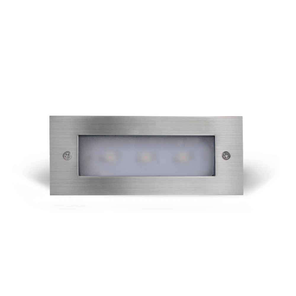 Segnapasso Led Argento 3W da incasso a parete Rettangolare IP65 Bianco caldo 3000K Wisdom - Foto 1
