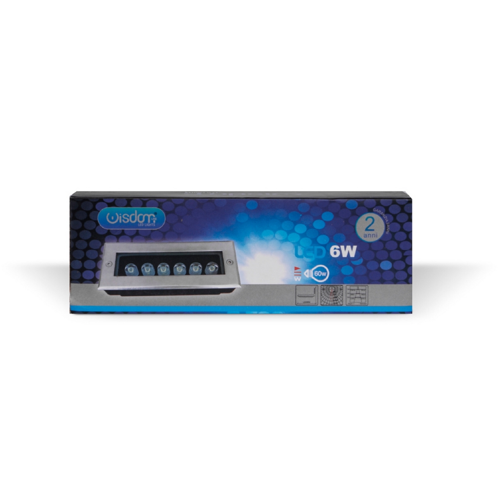 Segnapasso Led Argento 6W da incasso a parete Rettangolare IP65 Bianco freddo 6000K Wisdom - Foto 3