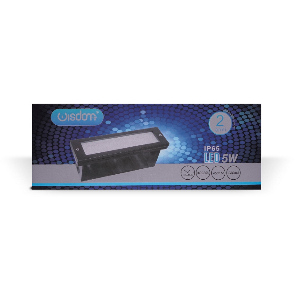 Segnapasso Led Nero 5W da incasso a parete Rettangolare IP65 Bianco caldo 3000K Wisdom - Foto 3