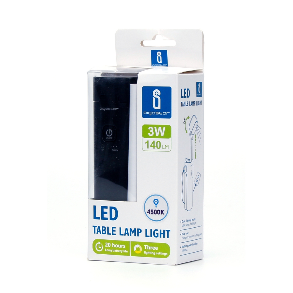 Torcia multifunzione Led Nera 3W estensibile con Power Bank Bianco neutro 4500K Aigostar - Foto 2