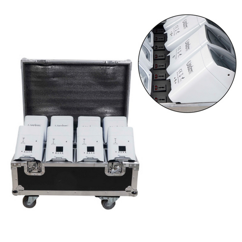 8 fari Led a batteria 6x18W RGBWAUV 6 in 1 WiFi bianchi in Flight case baule Wisdom - Foto 1