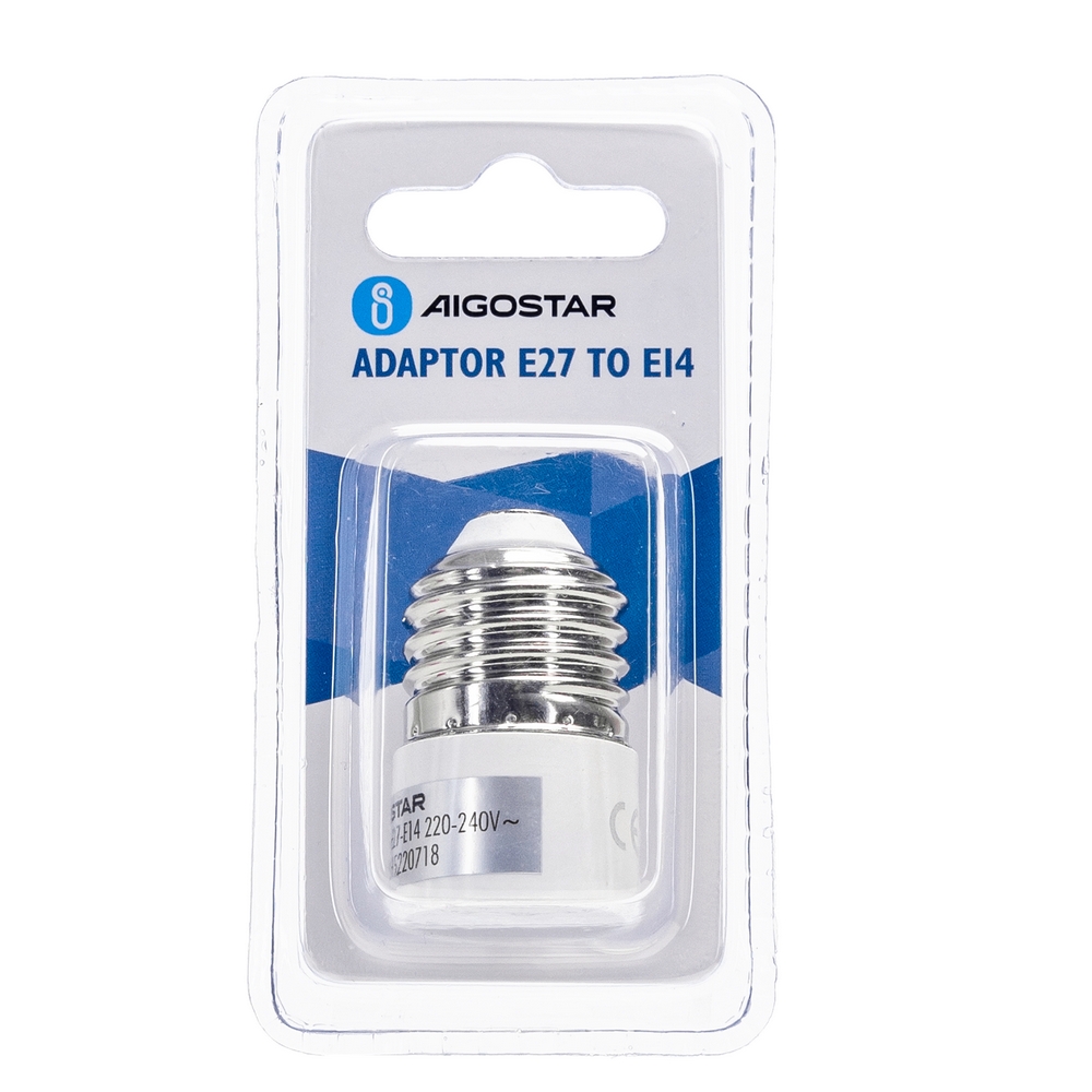 Adattatore Portalampada da E27 a E14 Bianco 250V Aigostar - Foto 1