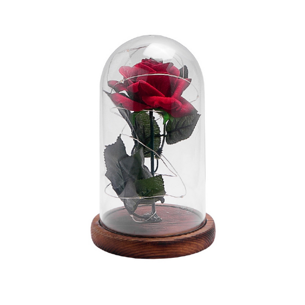 Campana decorativa Rosa eterna illuminata da MicroLed Bianco Caldo a batteria Wisdom - Foto 1