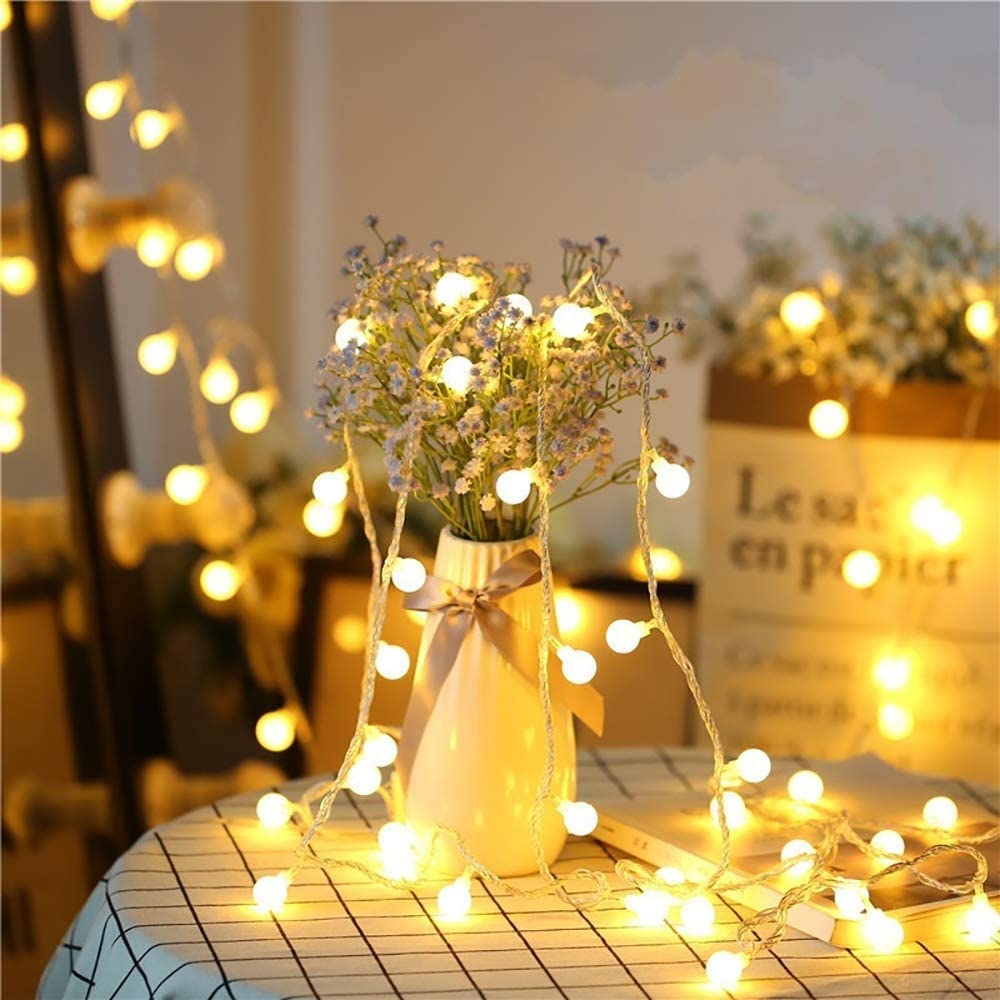 Catena decorata con 160 Led a mini sfere luminose Bianco Caldo 16 metri con cavo trasparente Wisdom - Foto 2