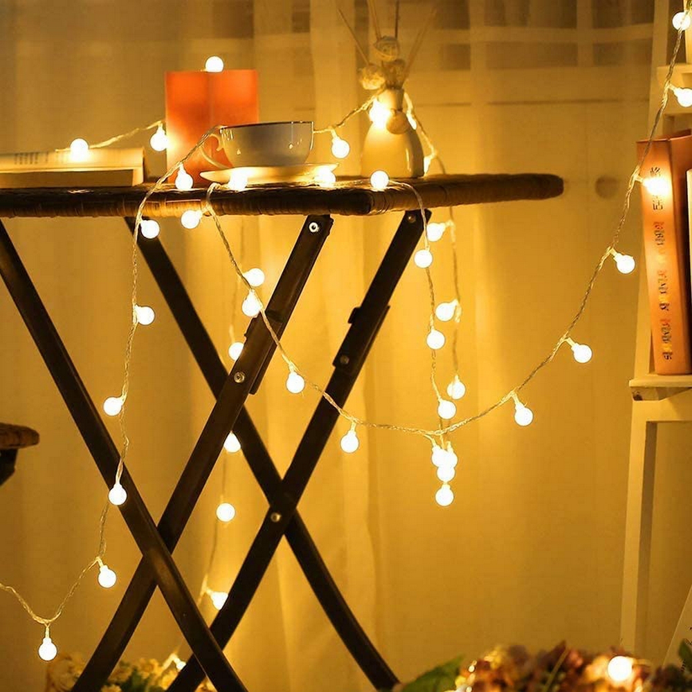 Catena decorata con 160 Led a mini sfere luminose Bianco Caldo 16 metri con cavo trasparente Wisdom - Foto 3