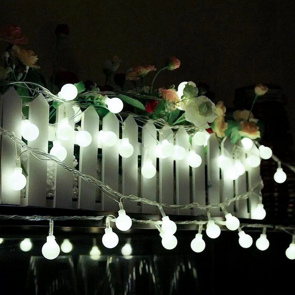 Catena decorata con 160 Led a mini sfere luminose Bianco Freddo 16 metri con cavo trasparente Wisdom - Foto 2
