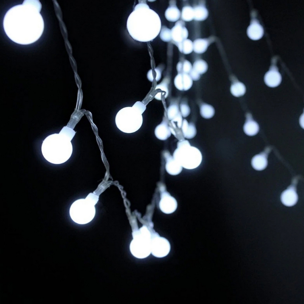 Catena decorata con 160 Led a mini sfere luminose Bianco Freddo 16 metri con cavo trasparente Wisdom - Foto 3