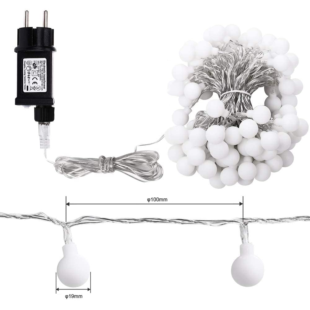 Catena decorata con 160 Led a mini sfere luminose Multicolore 16 metri con cavo trasparente Wisdom - Foto 1