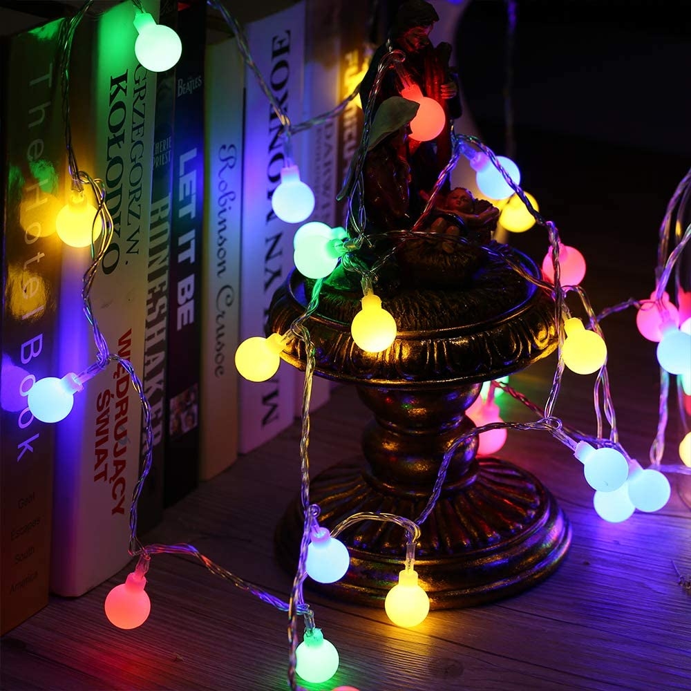 Catena decorata con 160 Led a mini sfere luminose Multicolore 16 metri con cavo trasparente Wisdom - Foto 2