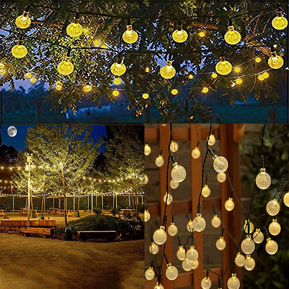 Catena decorata con 50 Perle a Led Bianco Caldo 5 metri con pannello solare Wisdom - Foto 2