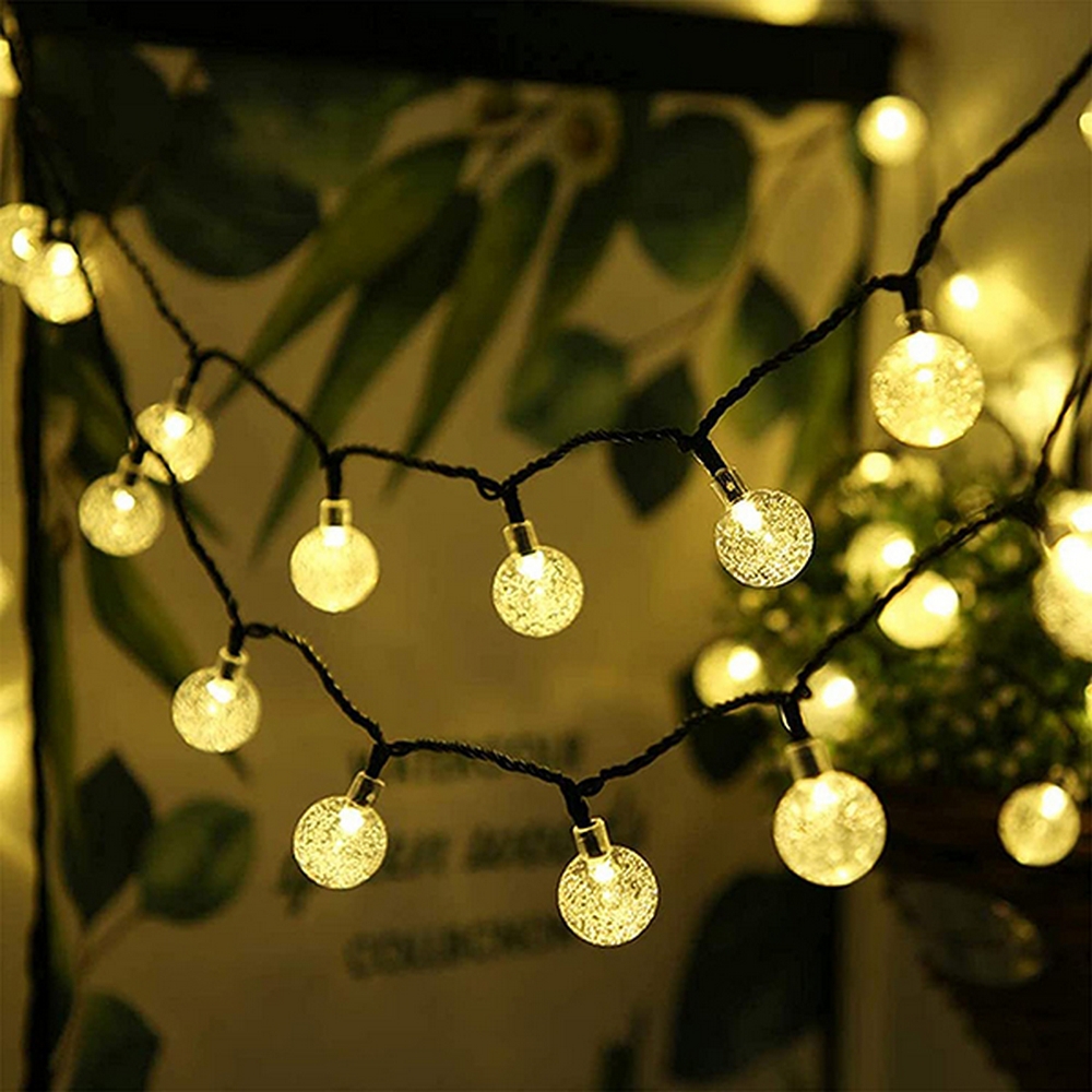 Catena decorata con 50 Perle a Led Bianco Caldo 5 metri con pannello solare Wisdom - Foto 3