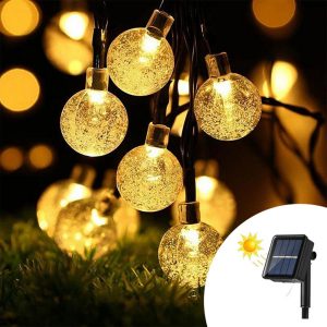 Foto principale Catena decorata con 50 Perle a Led Bianco Caldo 5 metri con pannello solare Wisdom