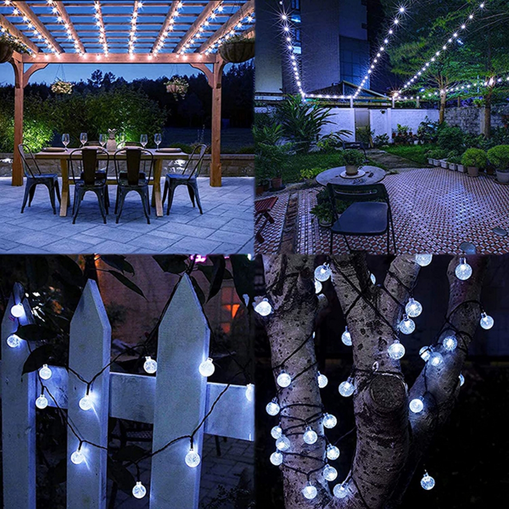 Catena decorata con 50 Perle a Led Bianco Freddo 5 metri con pannello solare Wisdom - Foto 2