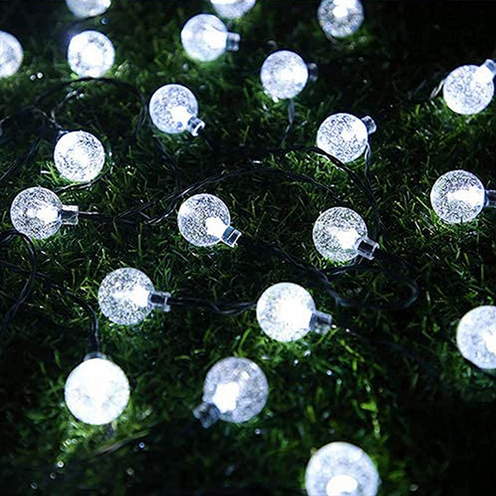 Catena decorata con 50 Perle a Led Bianco Freddo 5 metri con pannello solare Wisdom - Foto 3