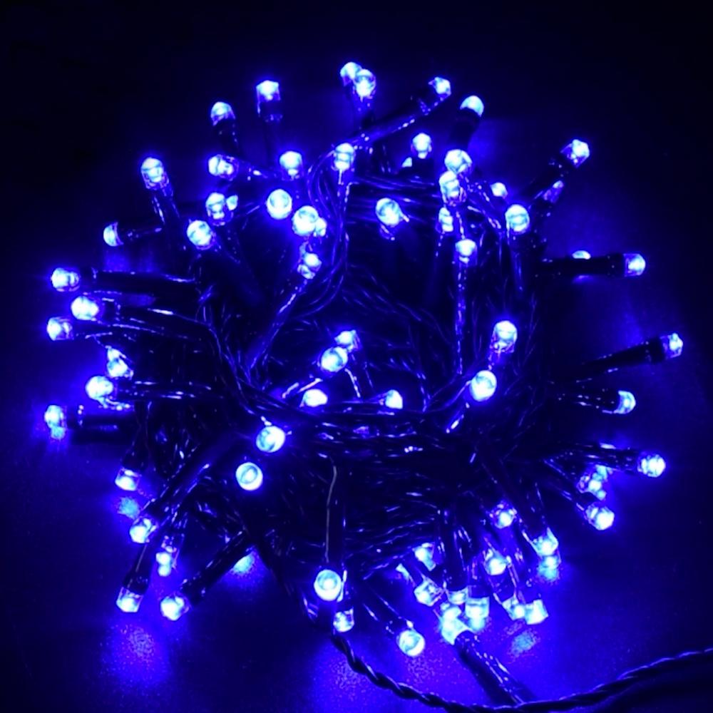 Catena di luci 15 metri da 200 Led Blu con cavo verde Wisdom - Foto 5