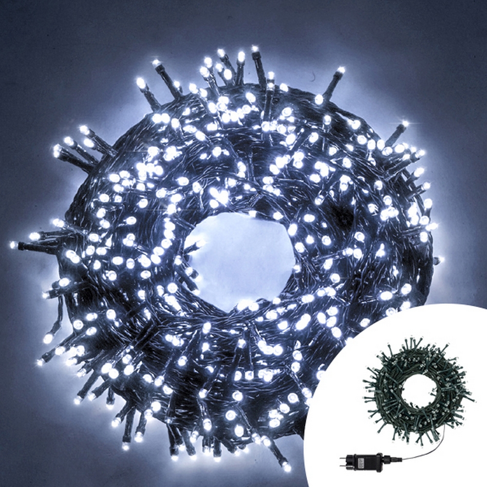 Foto principale Catena di luci 15 metri da 300 Led Bianco Freddo con cavo verde Wisdom