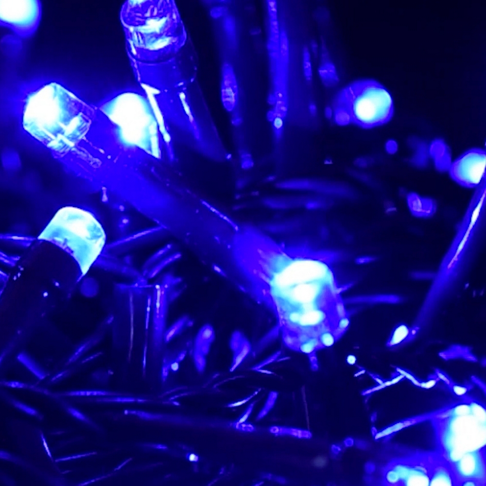 Catena di luci 15 metri da 300 Led Blu con cavo verde Wisdom - Foto 3