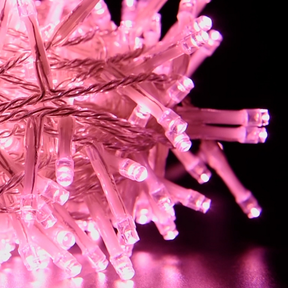 Catena di luci 15 metri da 300 Led Rosa con cavo trasparente Wisdom - Foto 4