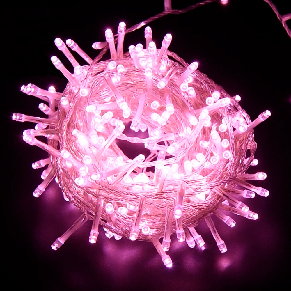 Catena di luci 15 metri da 300 Led Rosa con cavo trasparente Wisdom - Foto 5