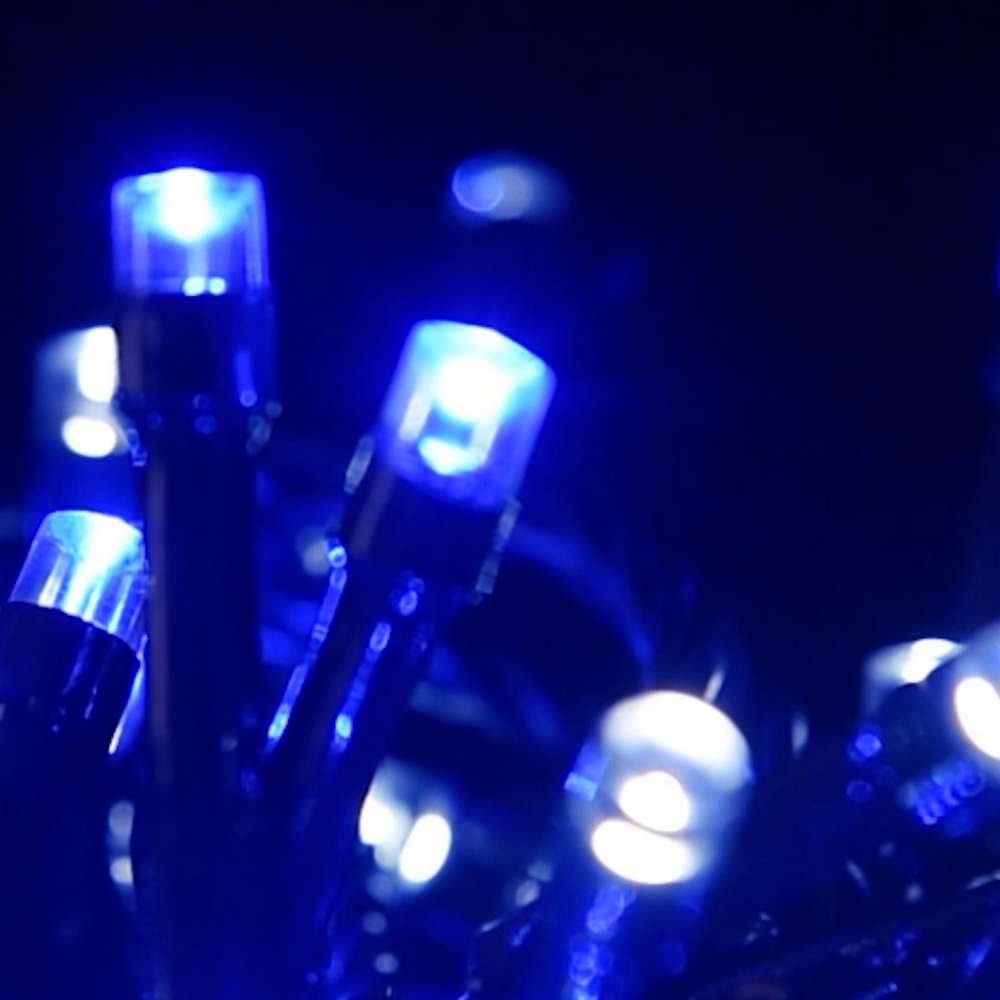 Catena di luci 25 metri da 500 Led Bianco Freddo e Blu con cavo verde Wisdom - Foto 6