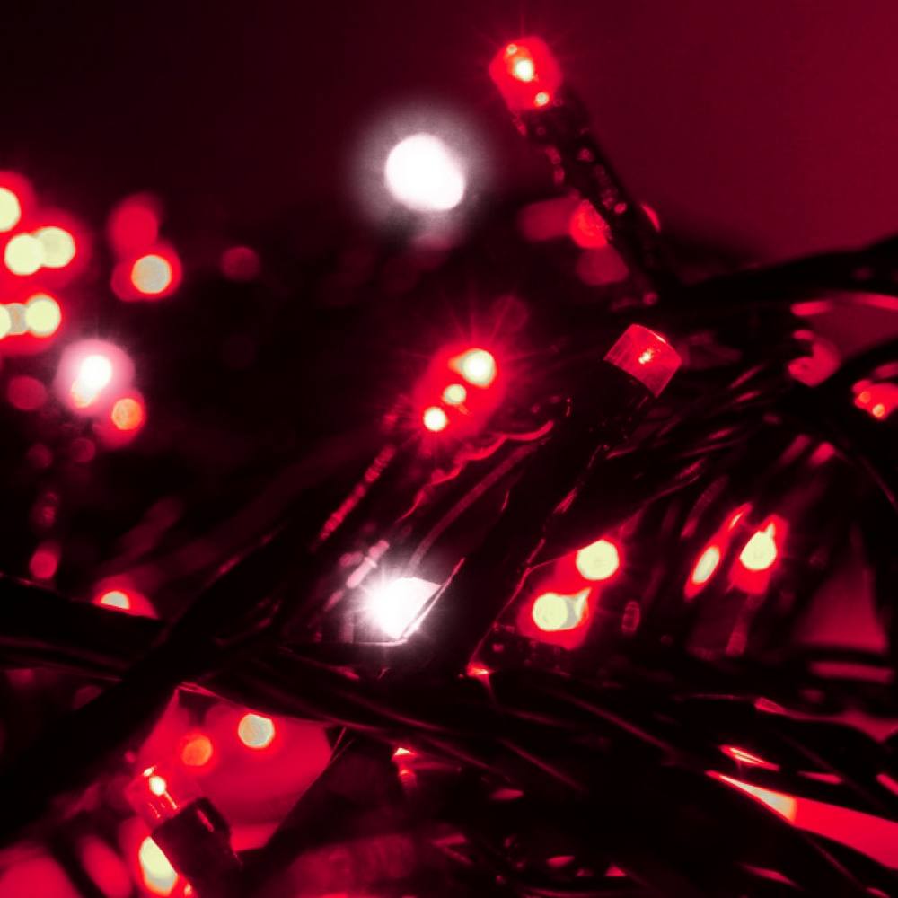 Catena di luci 25 metri da 500 Led Bianco Freddo e Rosso con cavo verde Wisdom - Foto 2