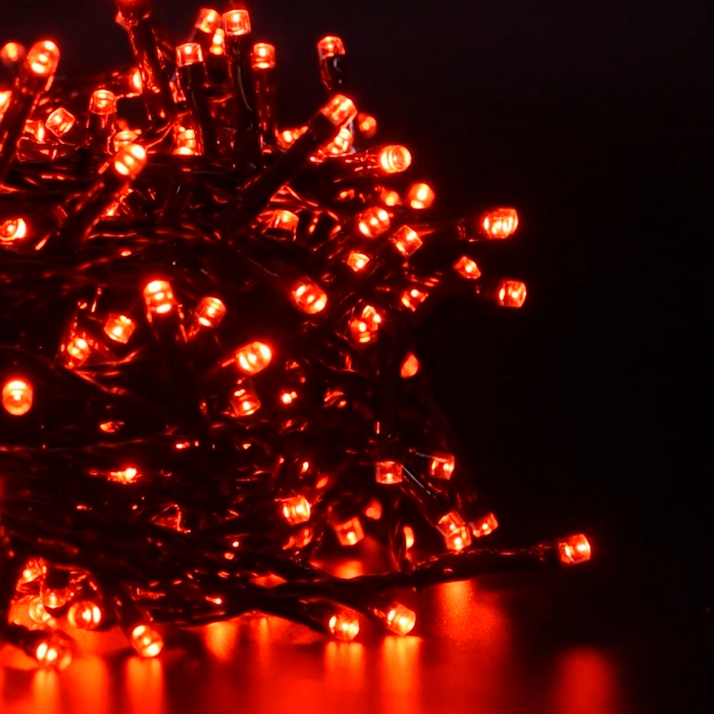 Catena di luci 25 metri da 500 Led Bianco Freddo e Rosso con cavo verde Wisdom - Foto 4