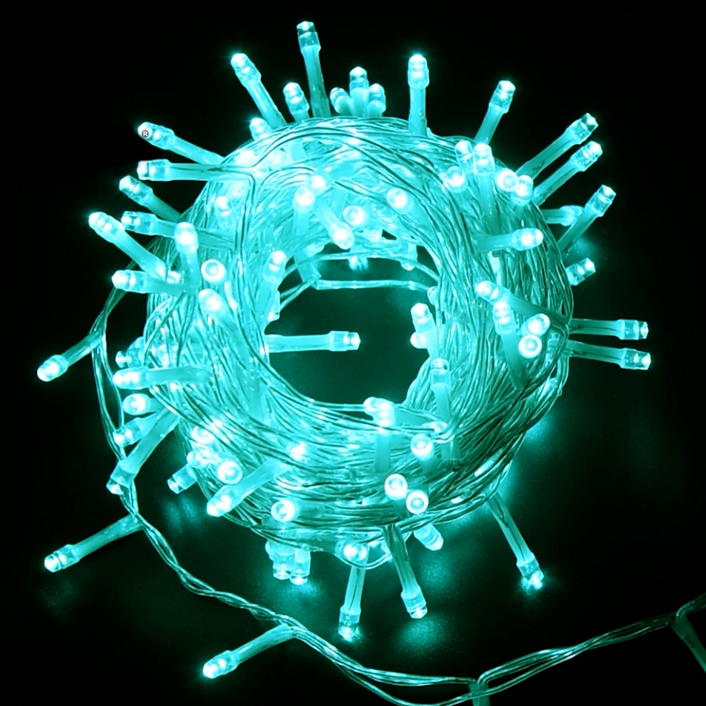 Catena di luci 25 metri da 500 Led Verde Tiffany con cavo trasparente Wisdom - Foto 5