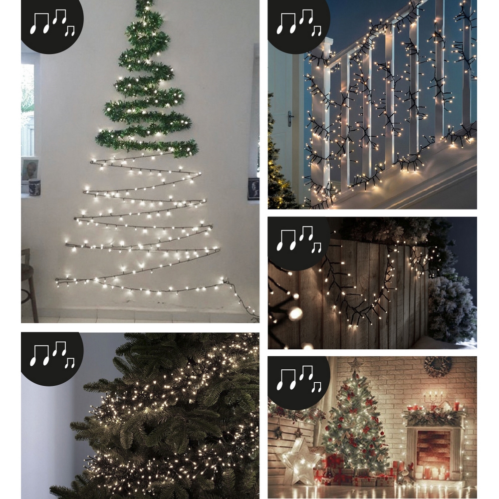 Catena di luci musicale 19 metri da 320 Led Bianco Caldo con cavo verde Wisdom - Foto 3