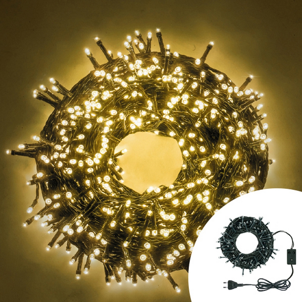 Foto principale Catena di luci musicale 19 metri da 320 Led Bianco Caldo con cavo verde Wisdom